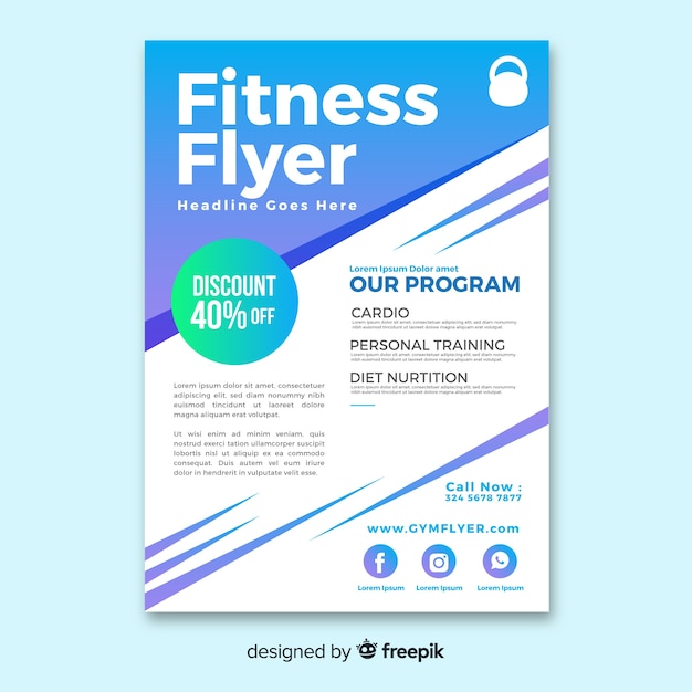 Modern fitness flyer template