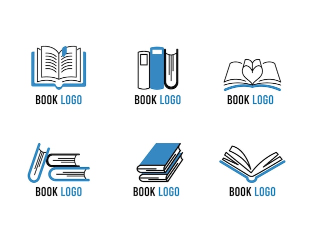 Free vector modern flat book logo set