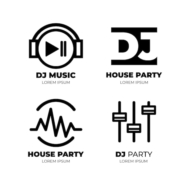 Modern flat dj logo collection