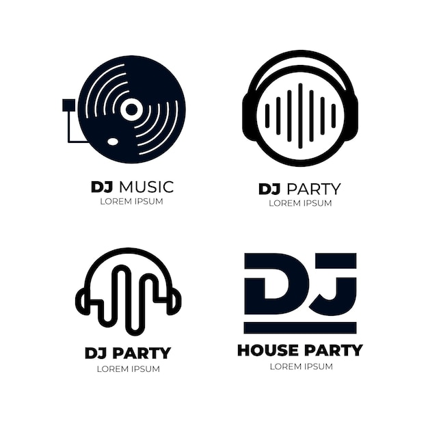 Free vector modern flat dj logo collection