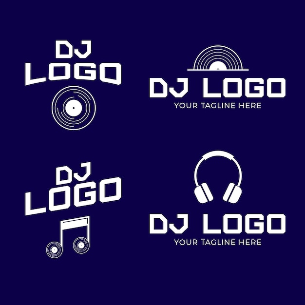 Free vector modern flat dj logo collection