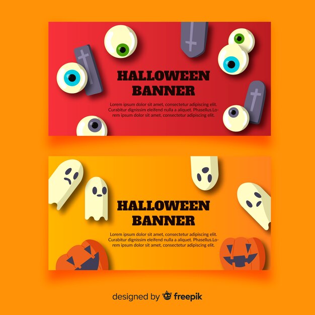 Modern flat halloween banners