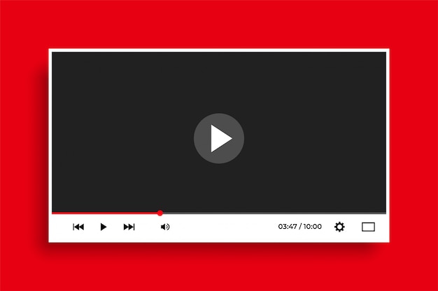 Free Vector modern flat style clean white video player template