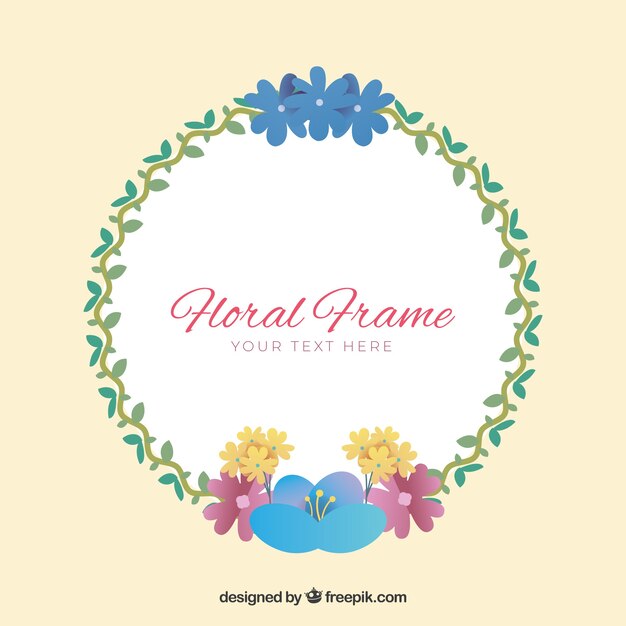 Modern floral frame with flat design