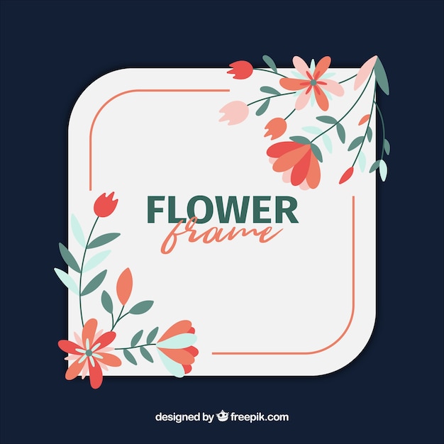 Modern floral frame with flat design