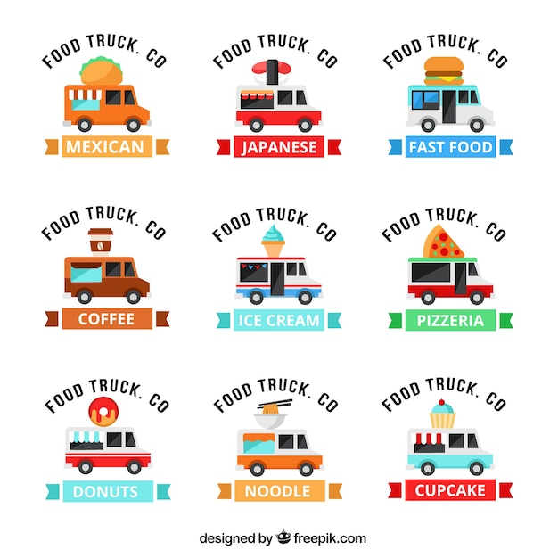 Modern food truck logo collection