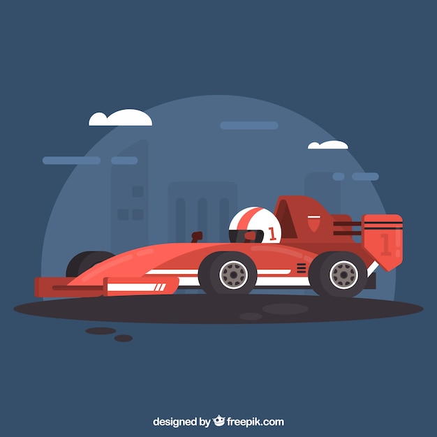 Free vector modern formula 1 racing car with flat design