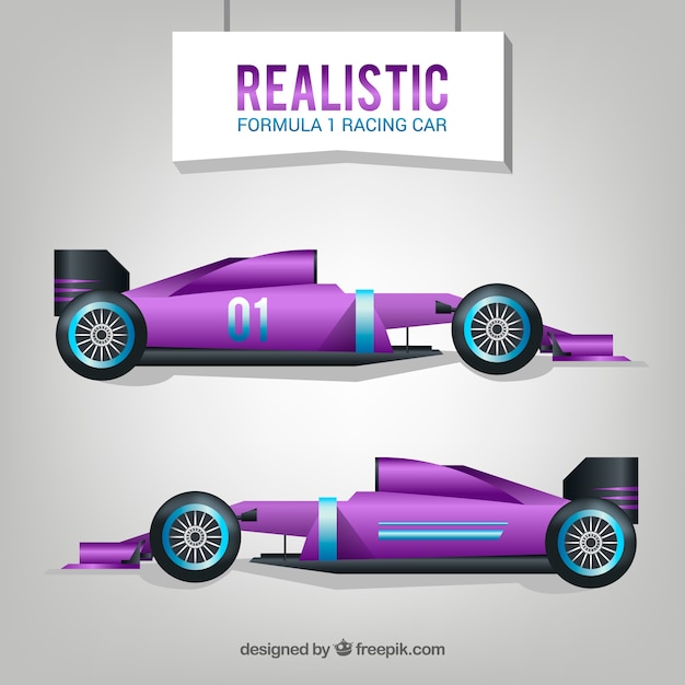 Free vector modern formula 1 racing car with realistic design