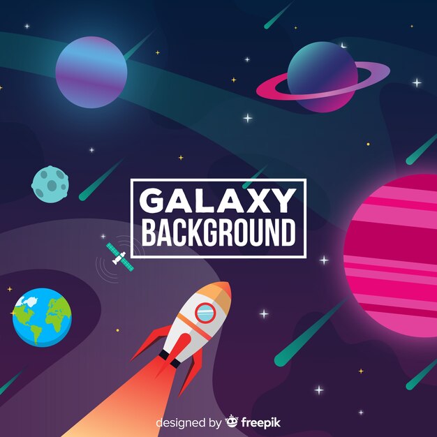 Modern galaxy background with flat design