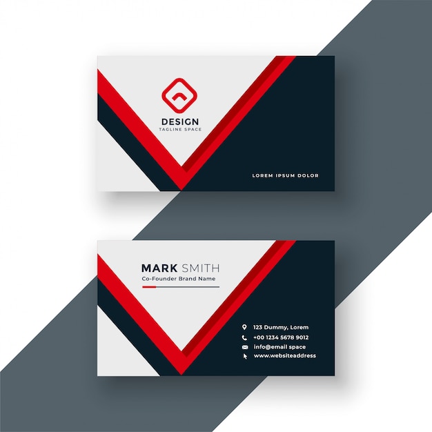 Modern geometric red business card design