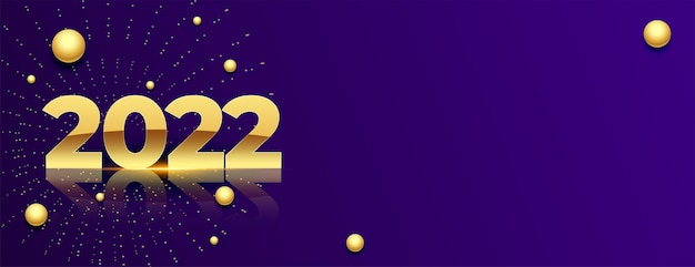 Modern golden 2022 banner on purple background