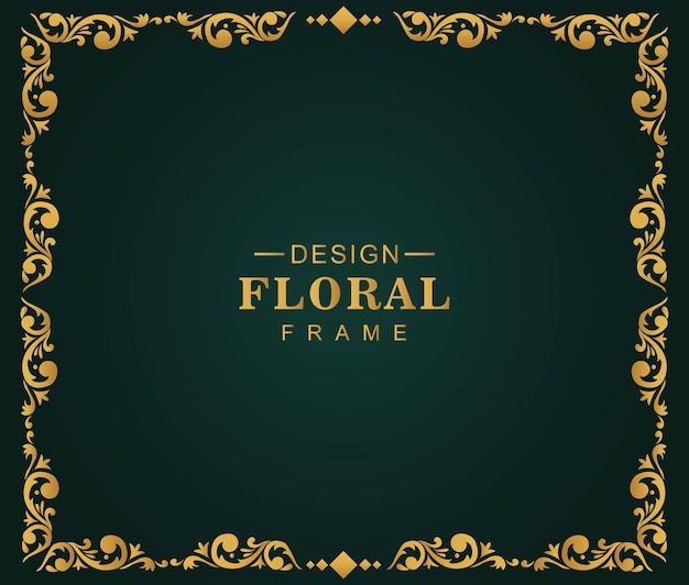 Modern golden luxury decorative floral frame design