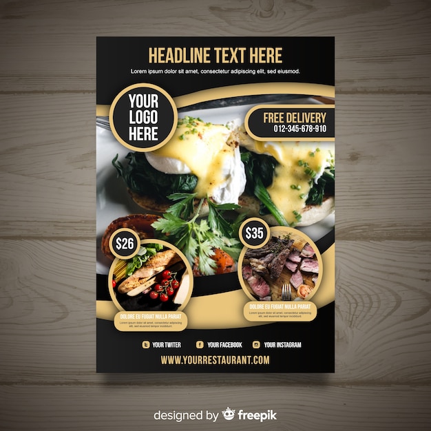 Free vector modern gourmet restaurant flyer template