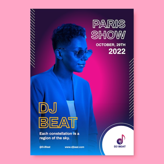 Modern gradient dj beat flyer template