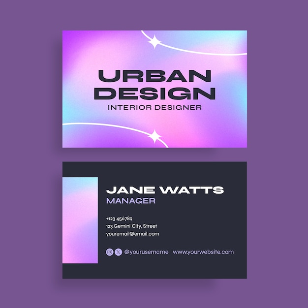 Modern gradient interior designer business card template