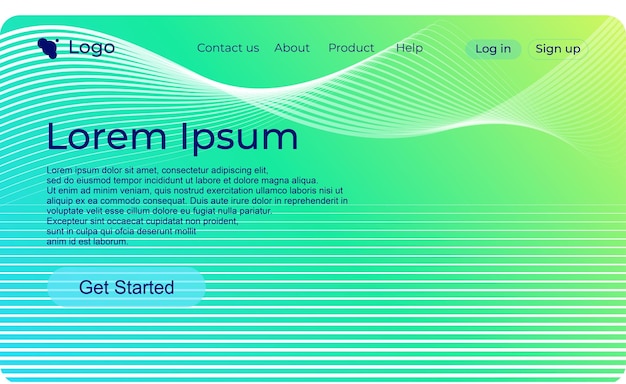 Modern gradient landing page with white line