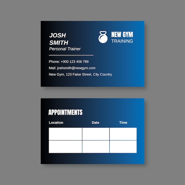 Modern gradient new gym appointment business card