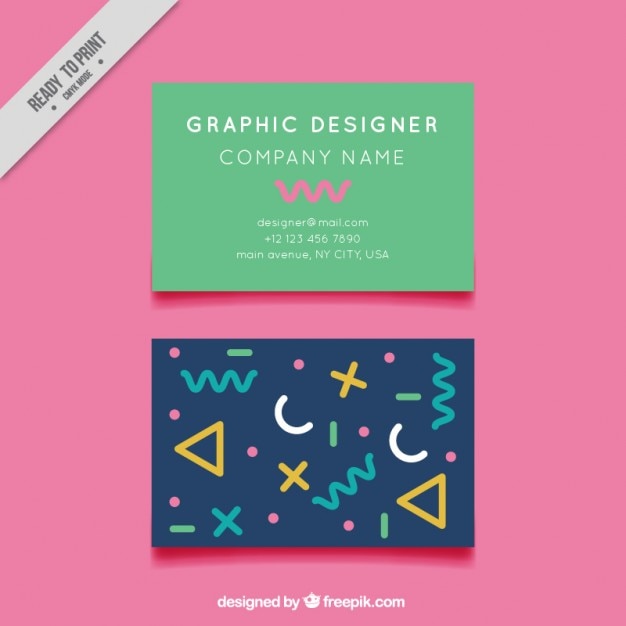 Modern graphic designer card with abstract shapes