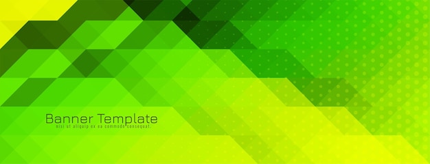 Modern green color triangular mosaic pattern banner design