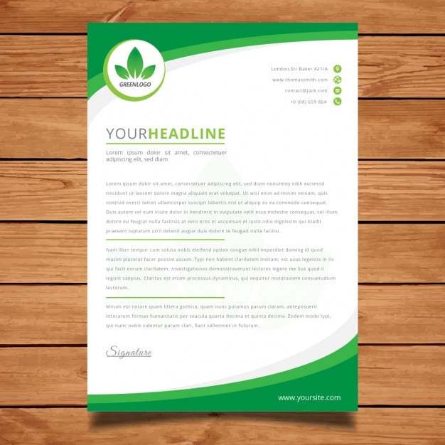 Modern green corporate letterhead