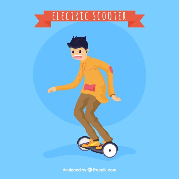 Modern guy with electric scooter