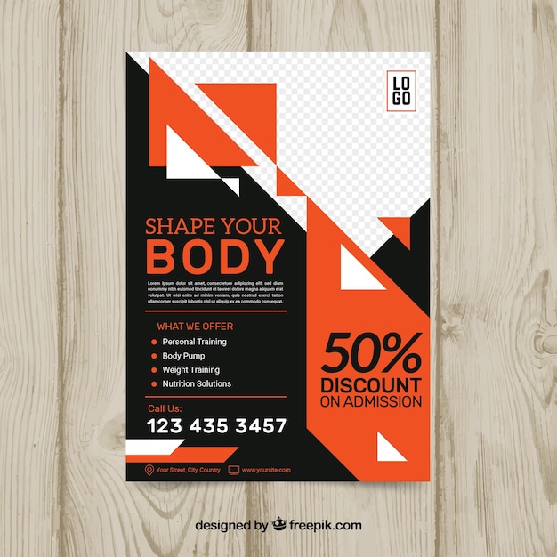 Free vector modern gym flyer template with abstract design