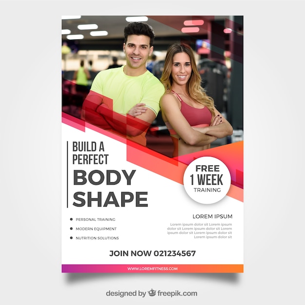 Free Vector modern gym flyer template with image