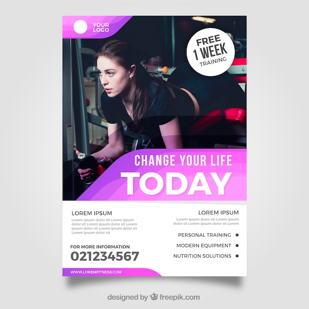 Modern gym flyer template with image