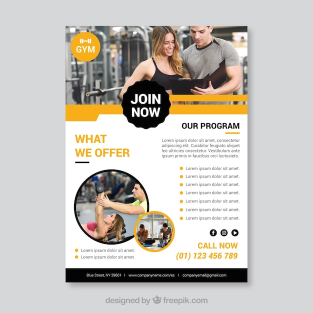 Free Vector modern gym flyer template