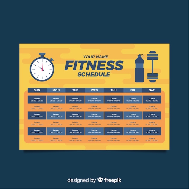 Free Vector modern gym schedule template with flat design