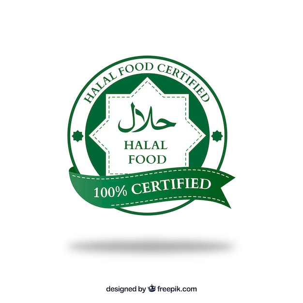 Modern halal stamp with flat design