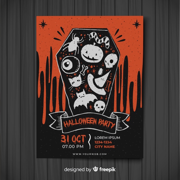 Free vector modern halloween party poster template