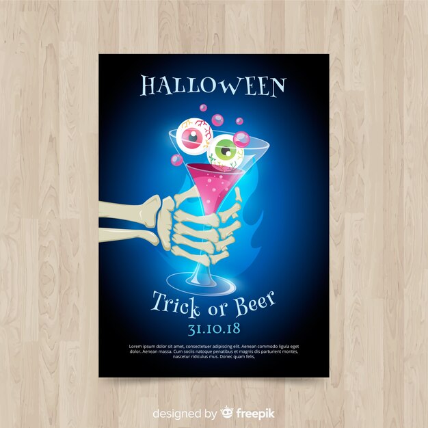 Modern halloween party poster with flat design