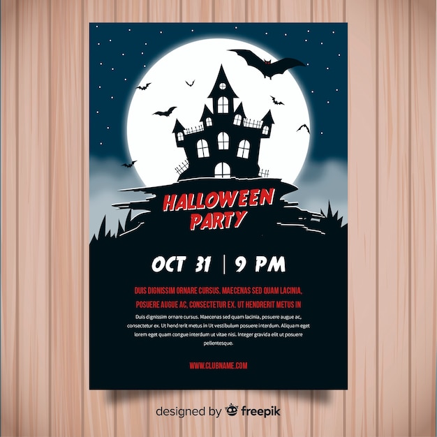 Modern halloween party poster with flat design