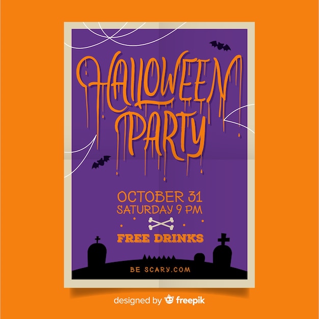 Modern halloween party poster with flat design