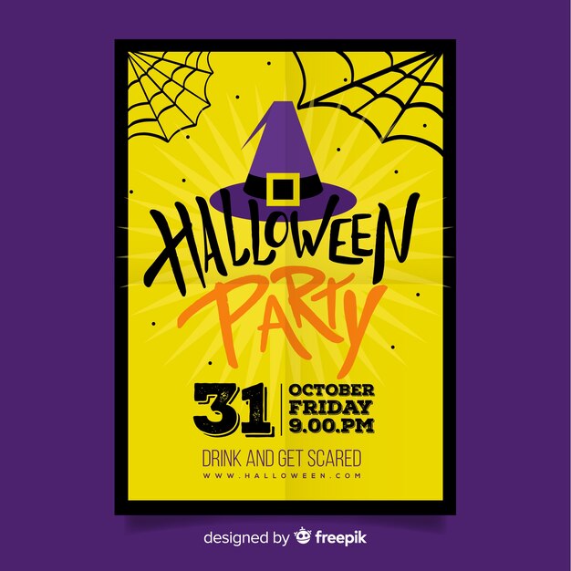 Modern halloween party poster with flat design