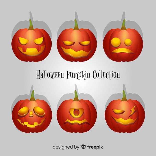 Modern halloween pumpkin collection with realistic design