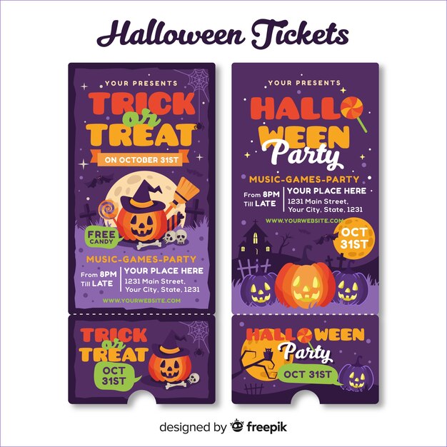 Modern halloween tickets concept