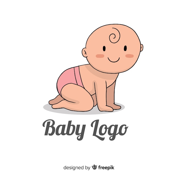 Modern hand drawn baby logo template