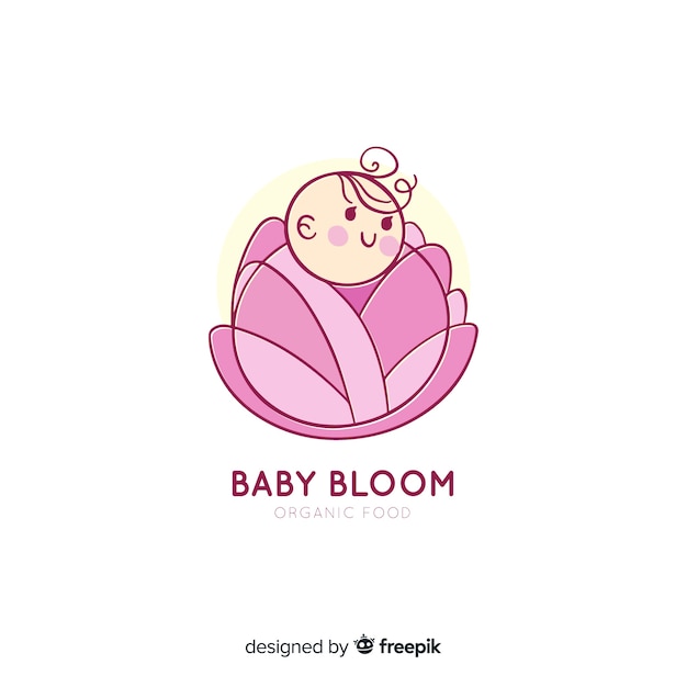 Modern hand drawn baby logo template