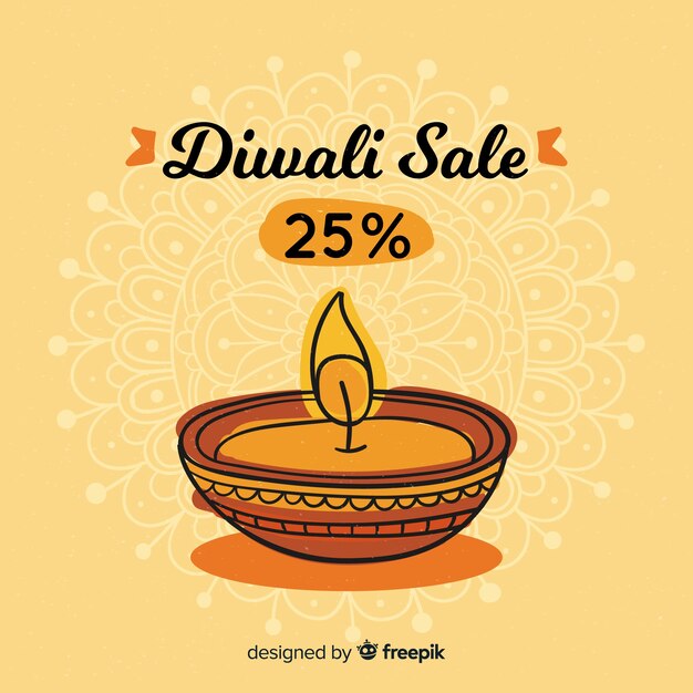 Modern hand drawn diwali sale composition