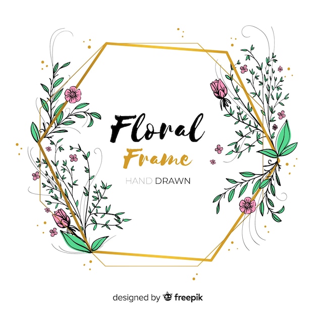 Modern hand drawn floral frame