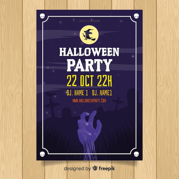 Free Vector modern hand drawn halloween party poster