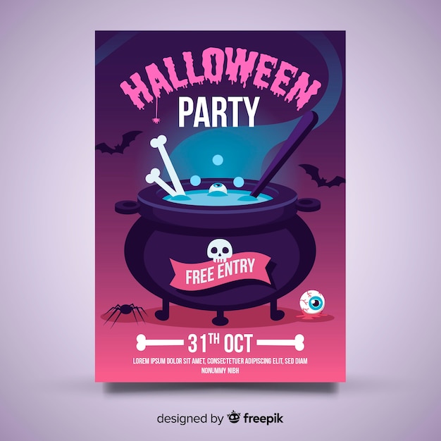 Free Vector modern hand drawn halloween party poster