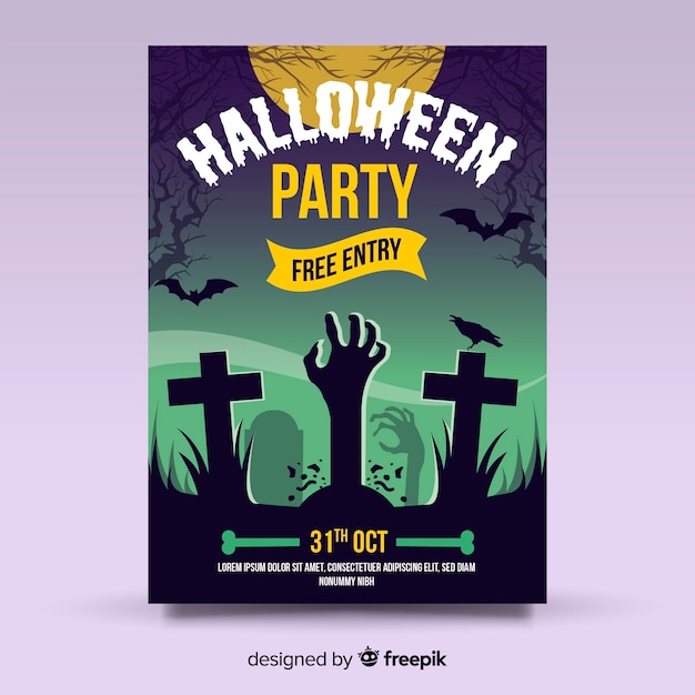 Modern hand drawn halloween party poster