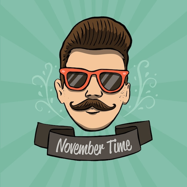 Free Vector modern hand drawn movember composition