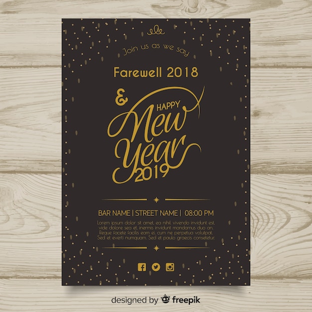 Modern hand drawn new year party poster