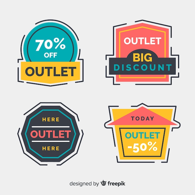 Free Vector modern hand drawn outlet badge collection