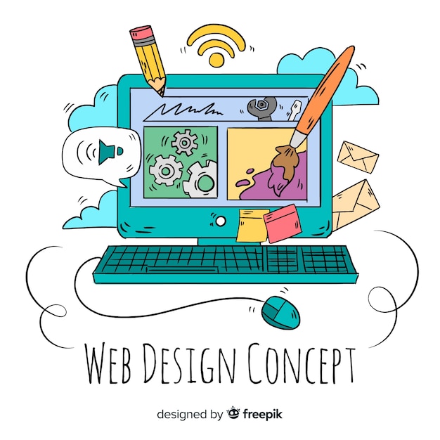 Modern hand drawn web design concept