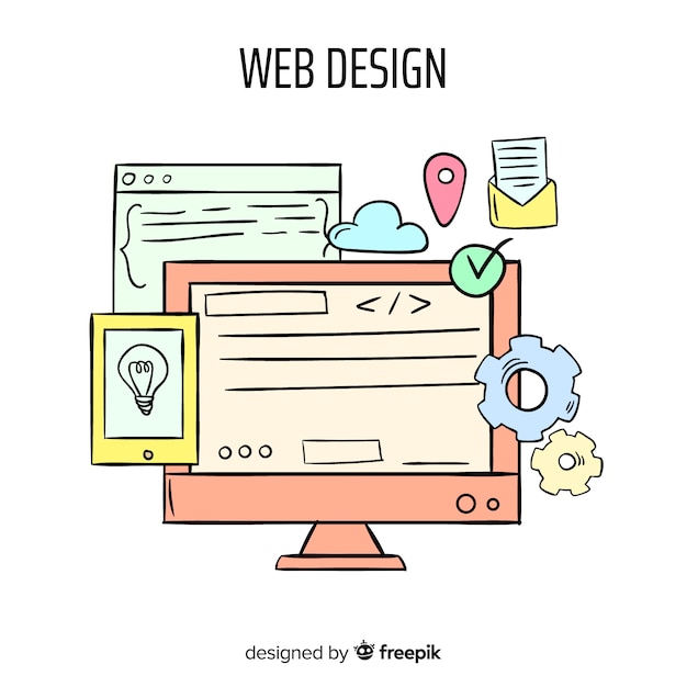 Modern hand drawn web design concept